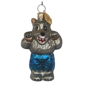 Retired Christopher Radko Wolf Wearing Jeans Fine Glass Ornament